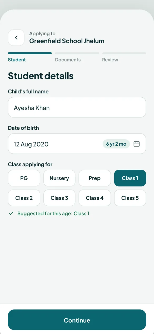 Apply to a school in the IQRA app